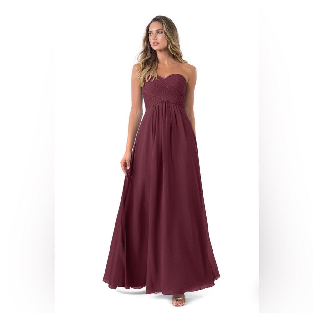 Azazie Cabernet Yazmin Strapless Bridesmaids Dress